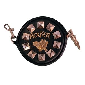 RARE Vintage Betsey Johnson Black and Gold Rocker Chick Coin Purse